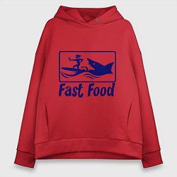 Толстовка оверсайз женская Shark fast food, цвет: красный