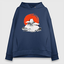 Толстовка оверсайз женская Гора Фудзияма, цвет: тёмно-синий