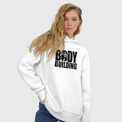 Толстовка оверсайз женская Бодибилдинг, цвет: белый — фото 2