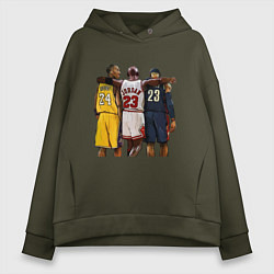 Толстовка оверсайз женская Bryant, Jordan, James, цвет: хаки