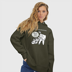 Толстовка оверсайз женская Кошмарный сон стоматолога, цвет: хаки — фото 2