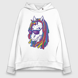 Толстовка оверсайз женская Rasta Unicorn, цвет: белый