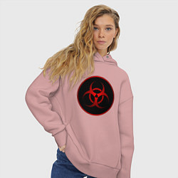 Толстовка оверсайз женская Biohazard, цвет: пыльно-розовый — фото 2