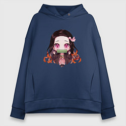 Толстовка оверсайз женская Незуко Камадо, цвет: тёмно-синий