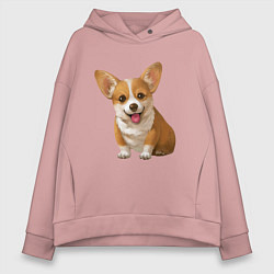 Толстовка оверсайз женская Корги, цвет: пыльно-розовый
