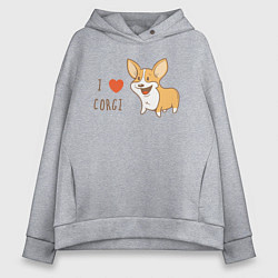 Женское худи оверсайз I LOVE CORGI