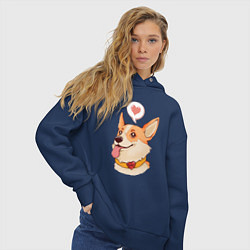 Толстовка оверсайз женская КОРГИ, цвет: тёмно-синий — фото 2