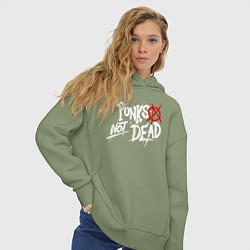 Толстовка оверсайз женская Punks not dead, цвет: авокадо — фото 2