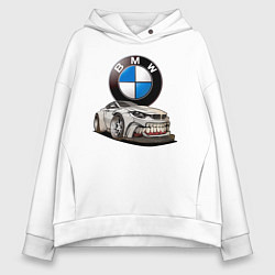 Толстовка оверсайз женская BMW оскал, цвет: белый