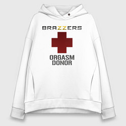 Толстовка оверсайз женская Brazzers orgasm donor, цвет: белый