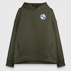 Толстовка оверсайз женская BMW LOGO 2020, цвет: хаки