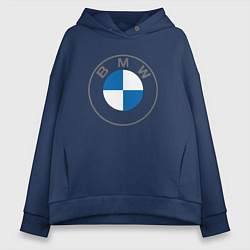 Толстовка оверсайз женская BMW LOGO 2020, цвет: тёмно-синий