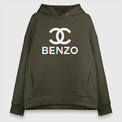 Толстовка оверсайз женская BBT BENZO GANG, цвет: хаки