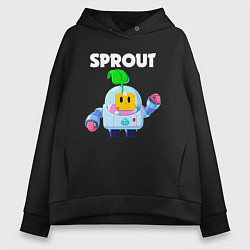 Толстовка оверсайз женская BRAWL STARS SPROUT, цвет: черный