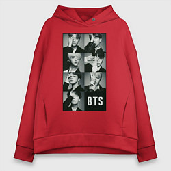 Толстовка оверсайз женская BTS, цвет: красный