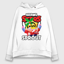 Толстовка оверсайз женская BRAWL STARS SPROUT, цвет: белый