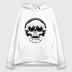 Толстовка оверсайз женская Skull Music lover, цвет: белый