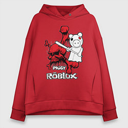 Толстовка оверсайз женская Свинка Пигги из Roblox, цвет: красный