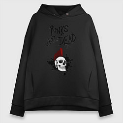 Толстовка оверсайз женская Punks not dead, цвет: черный