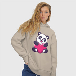 Толстовка оверсайз женская Панда love, цвет: миндальный — фото 2