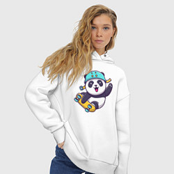 Толстовка оверсайз женская Панда скейтер, цвет: белый — фото 2