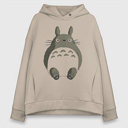 Толстовка оверсайз женская Тоторо с прозрачным пузиком, цвет: миндальный