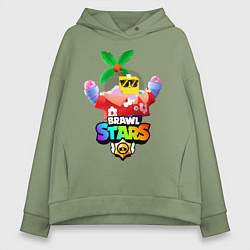 Толстовка оверсайз женская BRAWL STARS SPROUT TROPICAL, цвет: авокадо