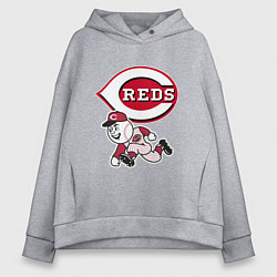 Толстовка оверсайз женская Cincinnati reds - baseball team - talisman, цвет: меланж
