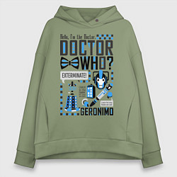 Толстовка оверсайз женская Hello, i'm the Doctor, цвет: авокадо