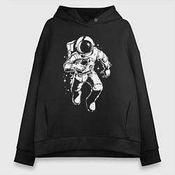 Толстовка оверсайз женская Space american football, цвет: черный