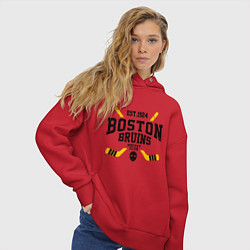 Толстовка оверсайз женская Бостон Брюинз, цвет: красный — фото 2