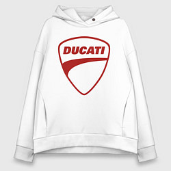 Толстовка оверсайз женская Ducati Logo Дукати Лого Z, цвет: белый