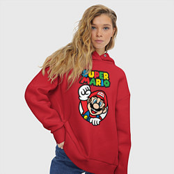 Толстовка оверсайз женская Mario, цвет: красный — фото 2