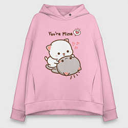 Толстовка оверсайз женская Влюблённые котята, цвет: светло-розовый