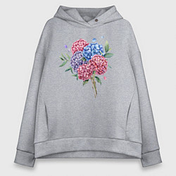 Толстовка оверсайз женская Букет гаотензий, цвет: меланж