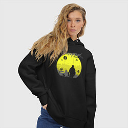 Толстовка оверсайз женская Cyberpunk 2077 CITY, цвет: черный — фото 2