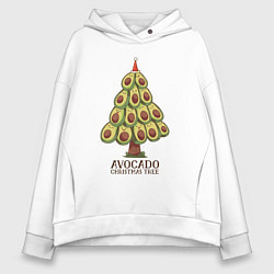 Толстовка оверсайз женская Avocado Christmas Tree, цвет: белый