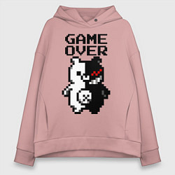 Толстовка оверсайз женская MONOKUMA GAME OVER, цвет: пыльно-розовый