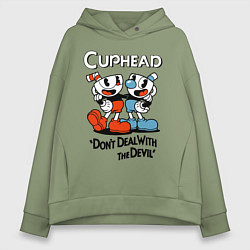 Толстовка оверсайз женская Cuphead, Dont deal with devil, цвет: авокадо