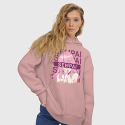 Толстовка оверсайз женская Sempai Ellen, цвет: пыльно-розовый — фото 2