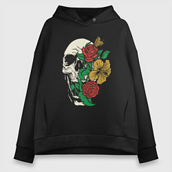 Женское худи оверсайз Floral Roses Skull