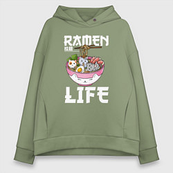 Толстовка оверсайз женская Ramen life, цвет: авокадо