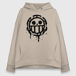 Толстовка оверсайз женская One Piece знак черной краской, цвет: миндальный