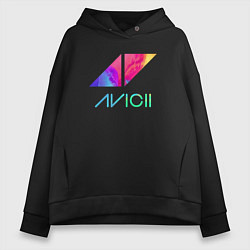 Толстовка оверсайз женская AVICII RAIBOW, цвет: черный