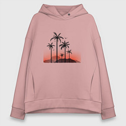 Толстовка оверсайз женская Palm tree, цвет: пыльно-розовый