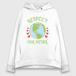 Толстовка оверсайз женская Respect Earth, цвет: белый