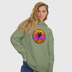 Толстовка оверсайз женская Пальма и море, цвет: авокадо — фото 2