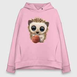 Толстовка оверсайз женская Ежик - Баскетбол, цвет: светло-розовый