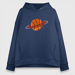 Толстовка оверсайз женская Basketball Planet, цвет: тёмно-синий