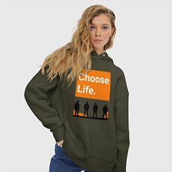 Толстовка оверсайз женская Choose Life, цвет: хаки — фото 2